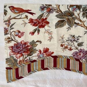 Waverly Valance Curtain ‘Charleston Chirp’ Birds Floral Stripe 48x18” Scalloped